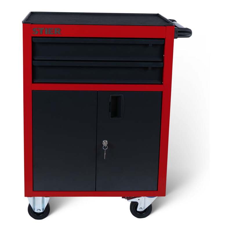 [gebraucht] B-ware Stier Werkstattwagen Basic Compact Werkzeugwagen Kunststoffabdeckung Leer Rot