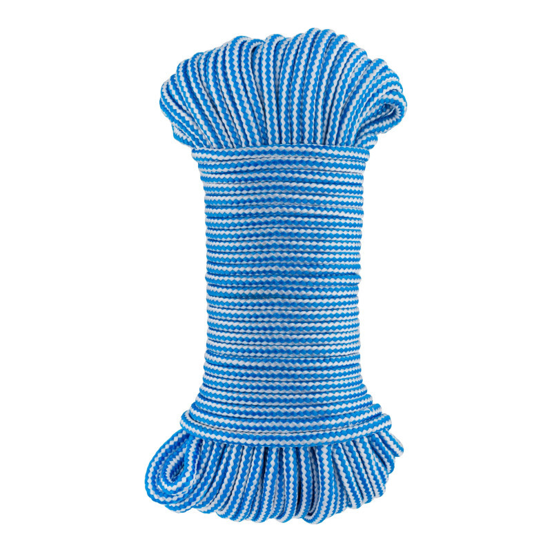 Polypropylenseil 4 Mm, 25 M, Weiß/blau Hochfestes Seil Geflochtenes Seil Für Den Innen- Und Außenbereich, Z. B. Für Markisen