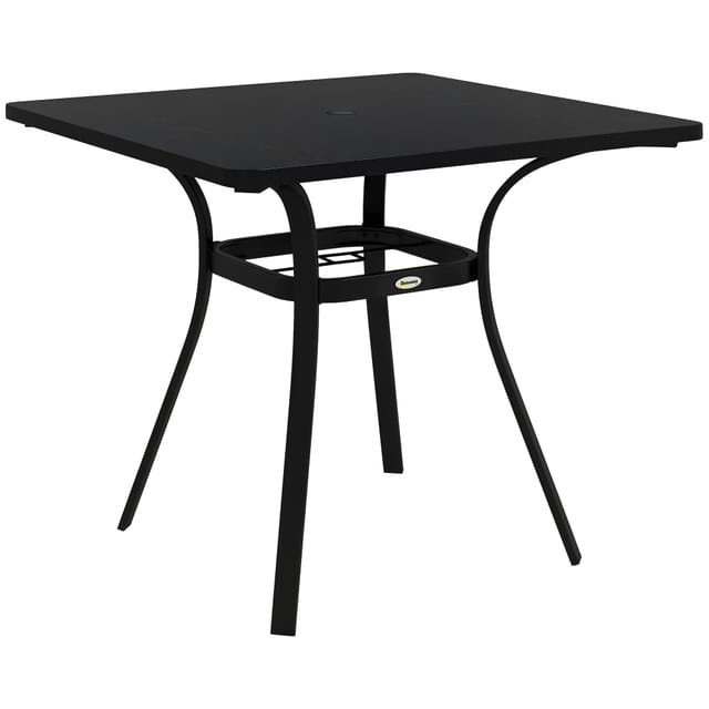 Outdoor Tisch Für 4 Personen, Stahlgestell, 80l X 80b X 72h Cm, Schwarz