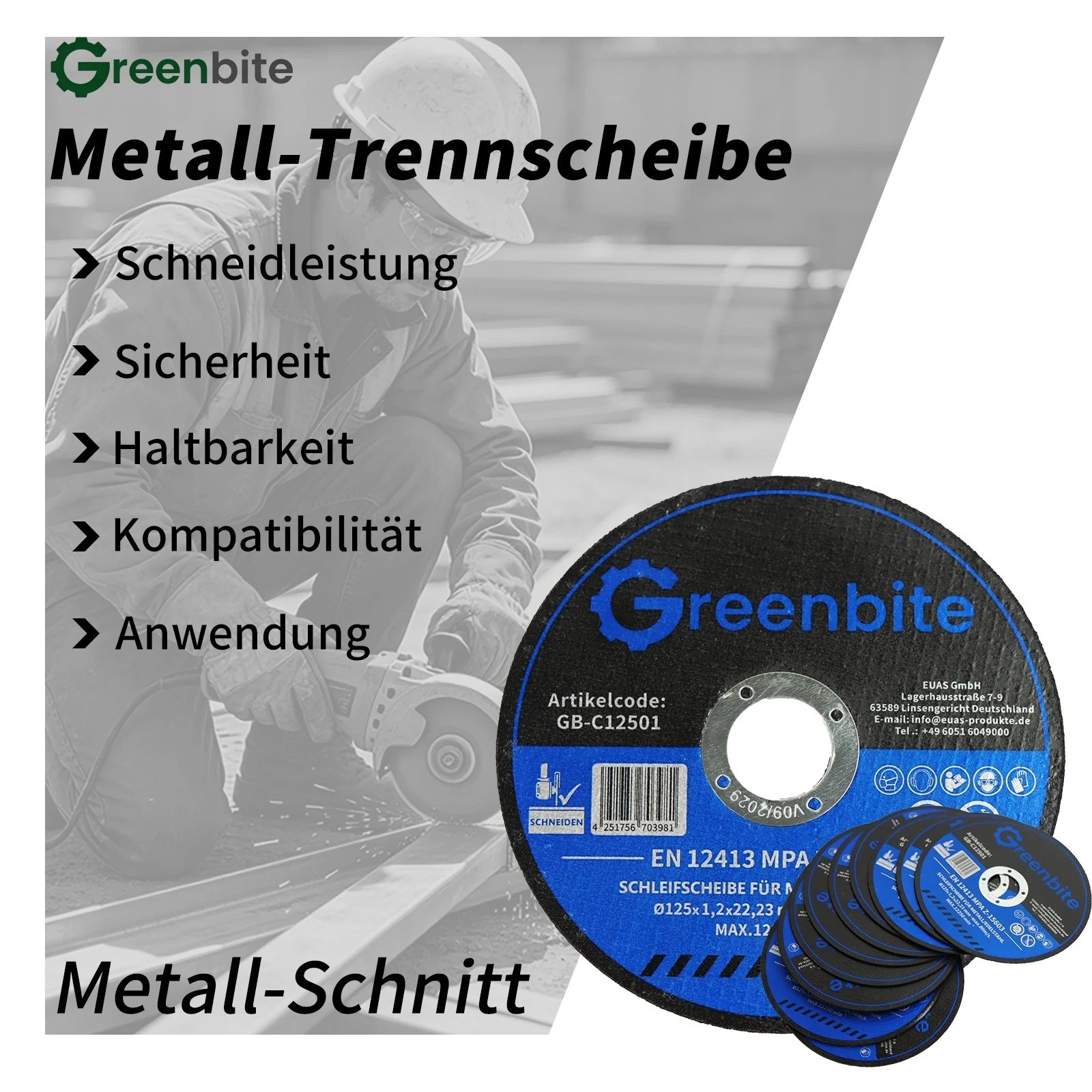 3x Trennscheibe 125x1,2x22,23mm Winkelschleifer Metall & Edelstahl, Briefversand Bild 8