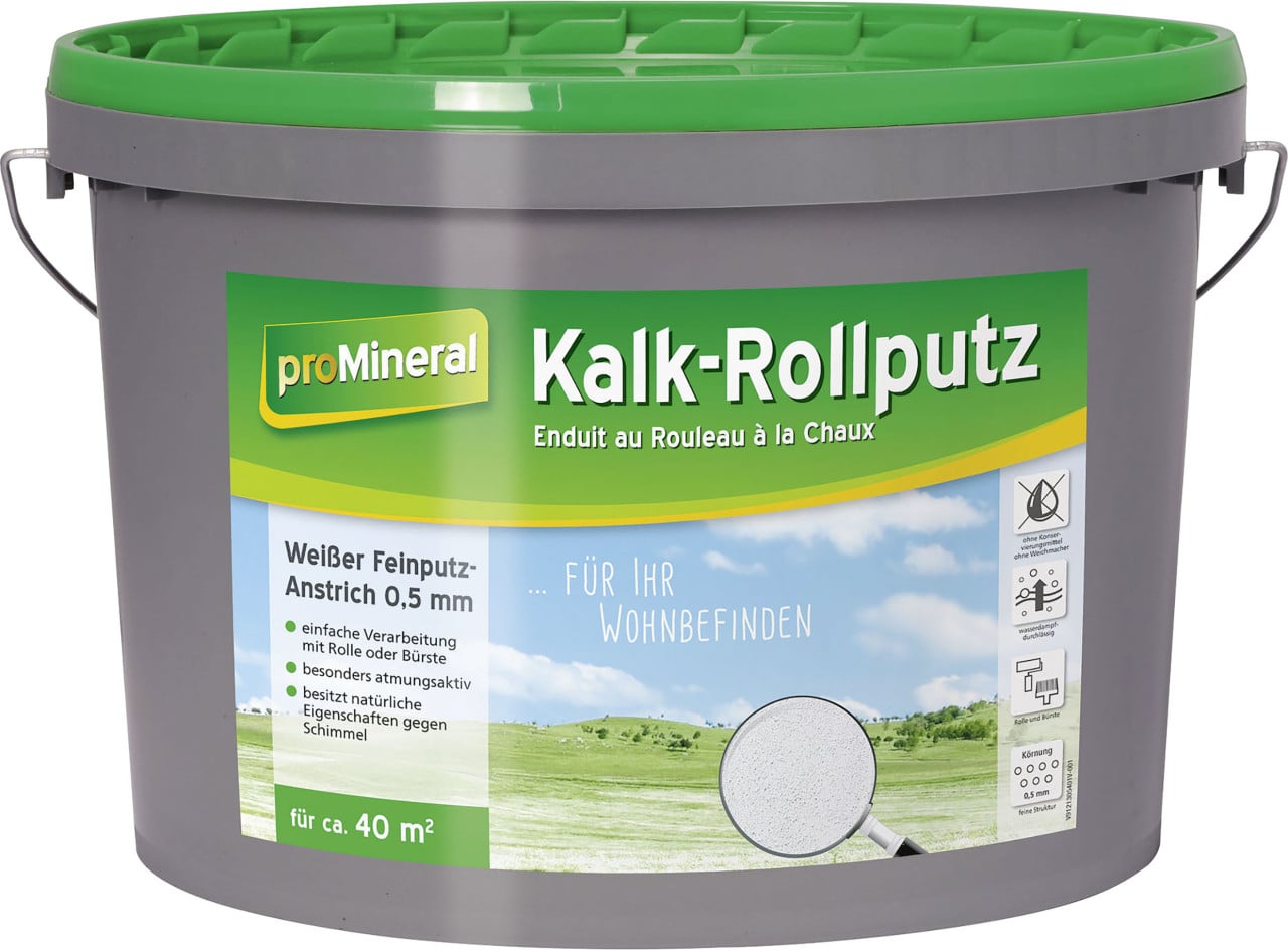 proMineral Kalk-Rollputz weiß 16 kg