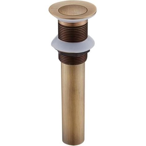 Retro-ablaufstopfen Mit Einziehbarer Öffnung, Druckknopf-ablaufstopfen, Ohne Überlauf, Aus Bronzefarbenem Messing, Universalausführung (antiker Klappdeckel Ohne Loch).