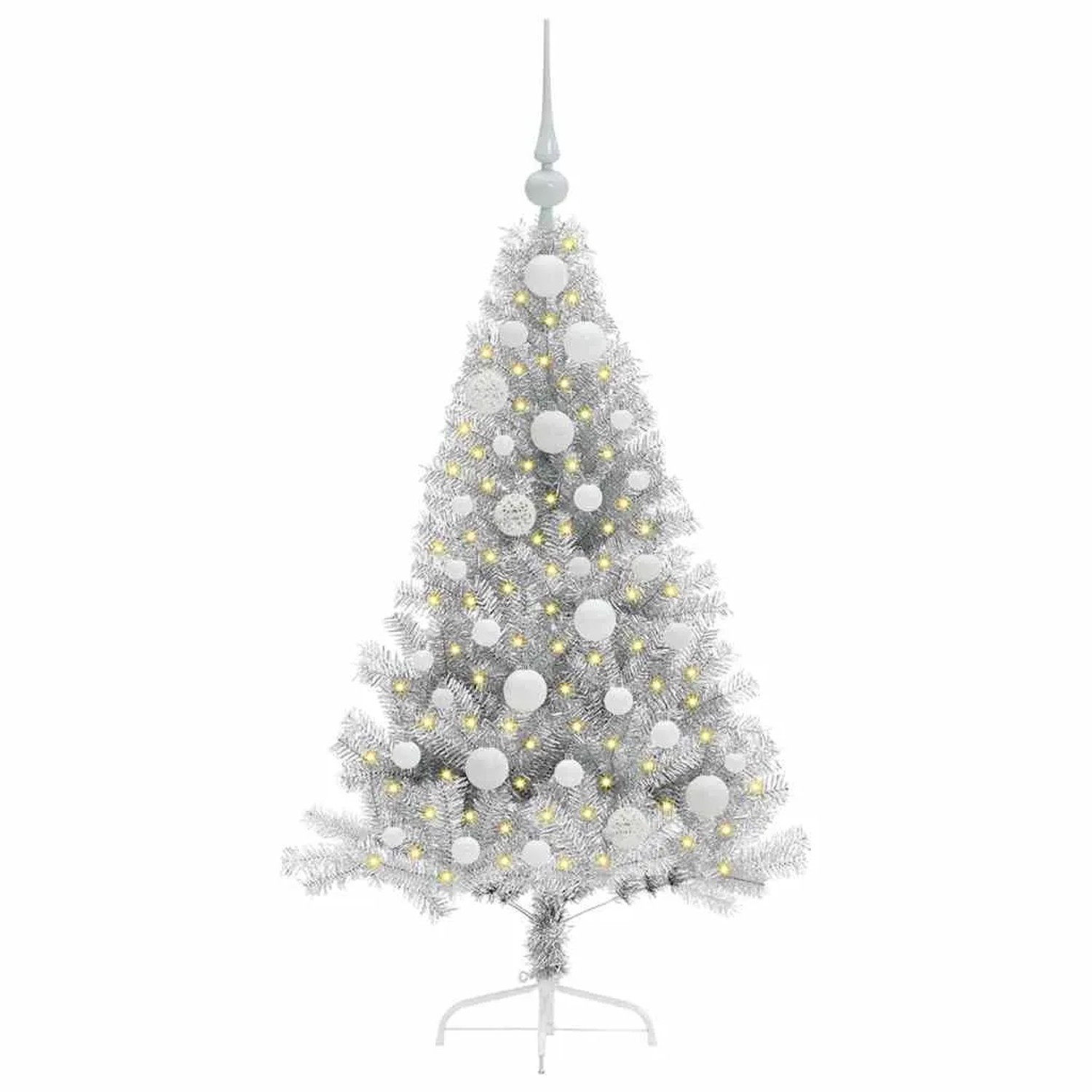 vidaXL Künstlicher Vorbeleuchteter Weihnachtsbaum Silber 120 cm 3397183