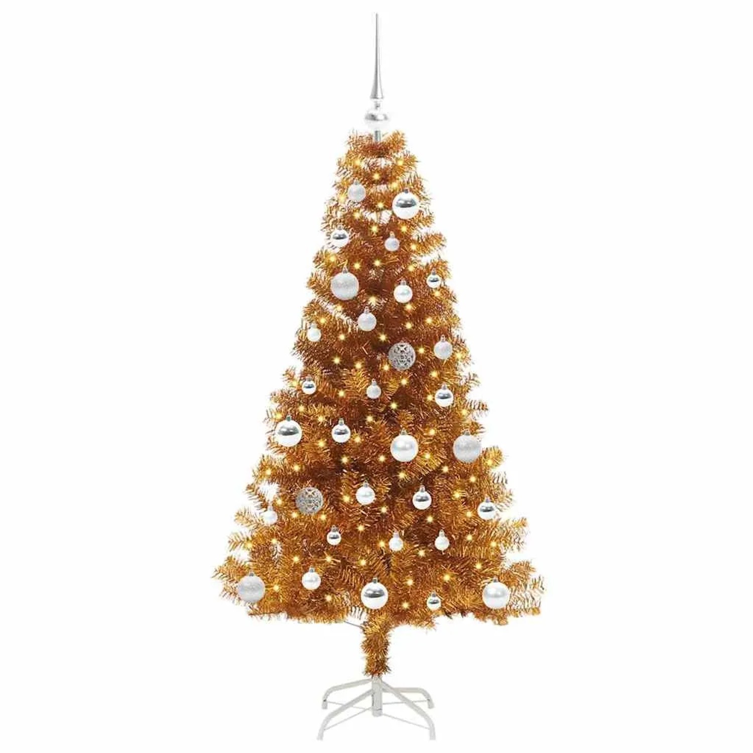 vidaXL Weihnachtsbaum mit 150 LEDs mit Ständer Gold 150 cm PET 3396617