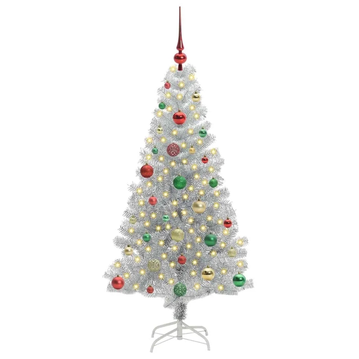 vidaXL Weihnachtsbaum mit 150 LEDs mit Ständer Silber 150 cm PET 3396669