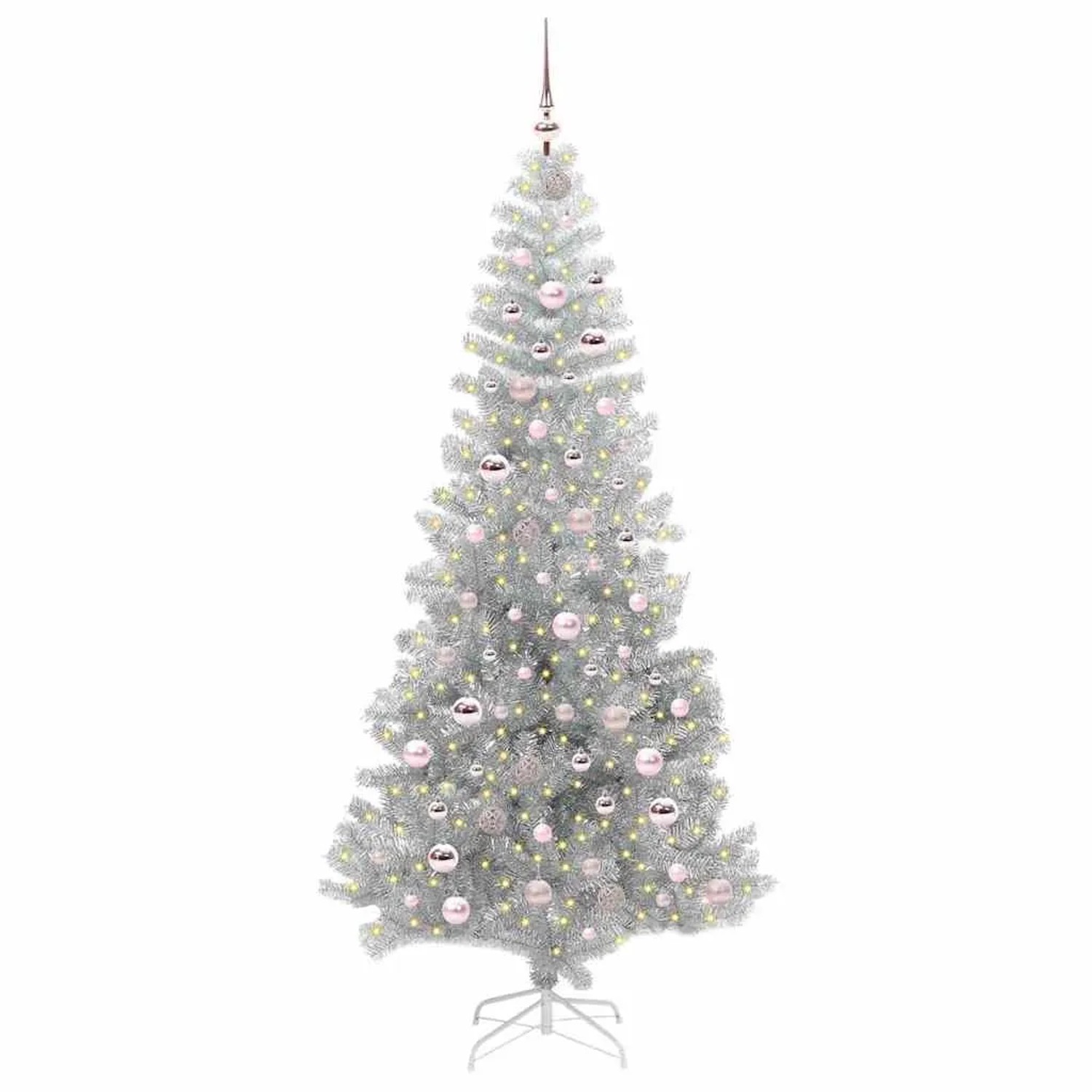 vidaXL Weihnachtsbaum mit 300 LEDs mit Ständer Silber 210 cm PET 3396685
