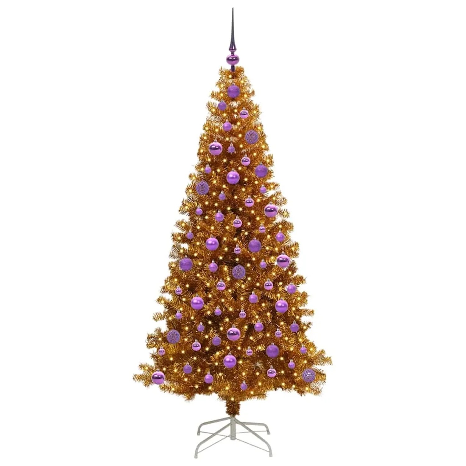 vidaXL Weihnachtsbaum mit 300 LEDs mit Ständer Gold 180 cm PET 3396631