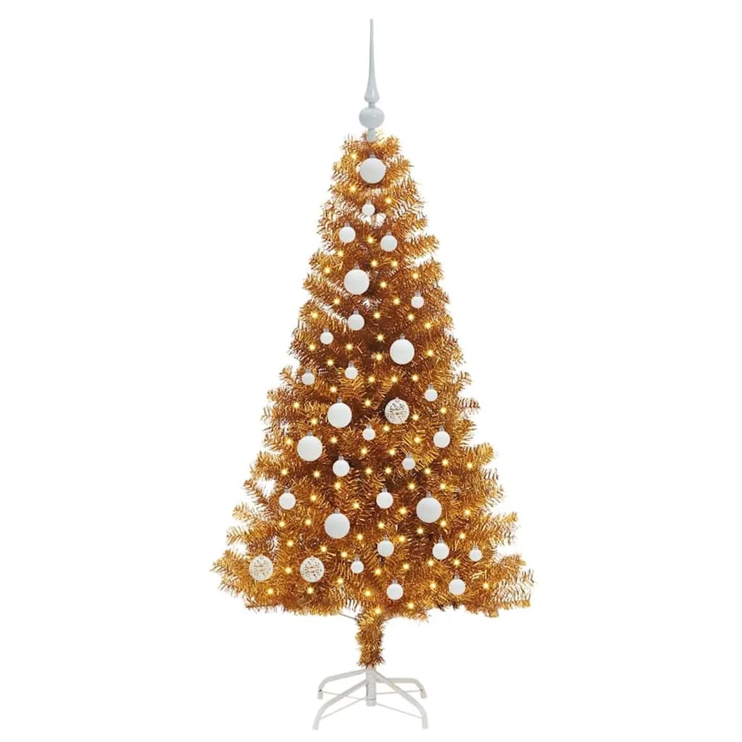 vidaXL Weihnachtsbaum mit 150 LEDs mit Ständer Gold 120 cm PET 3396606