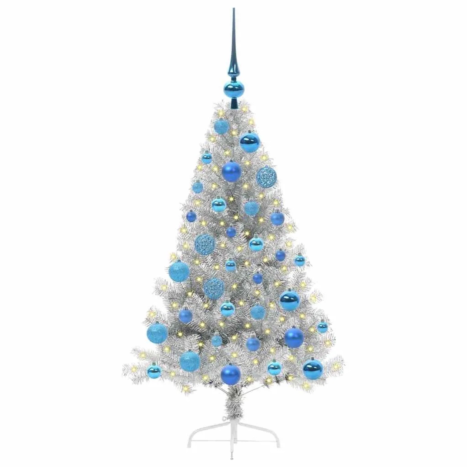 vidaXL Künstlicher Vorbeleuchteter Weihnachtsbaum Silber 120 cm 3397187