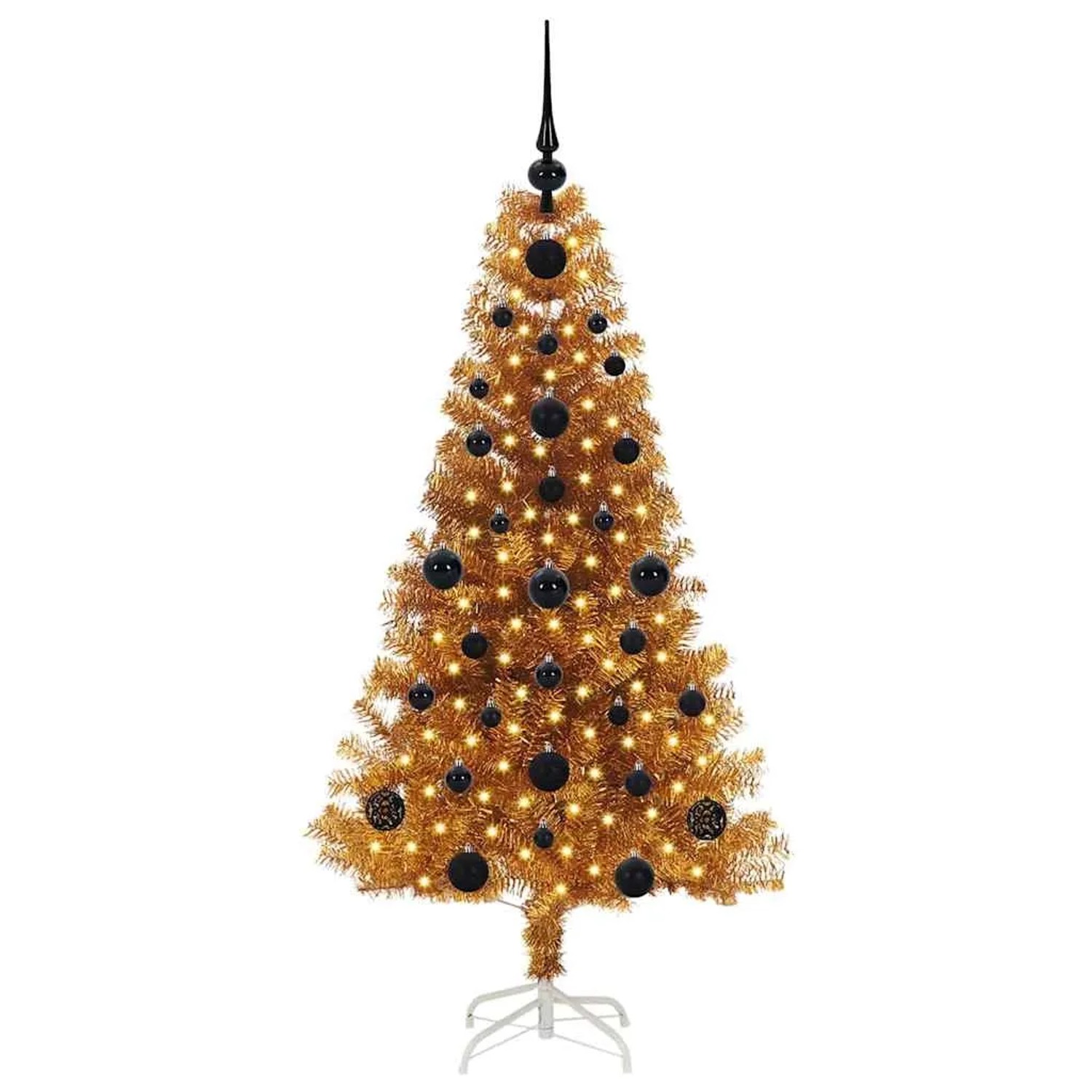 vidaXL Weihnachtsbaum mit 150 LEDs mit Ständer Gold 120 cm PET 3396604