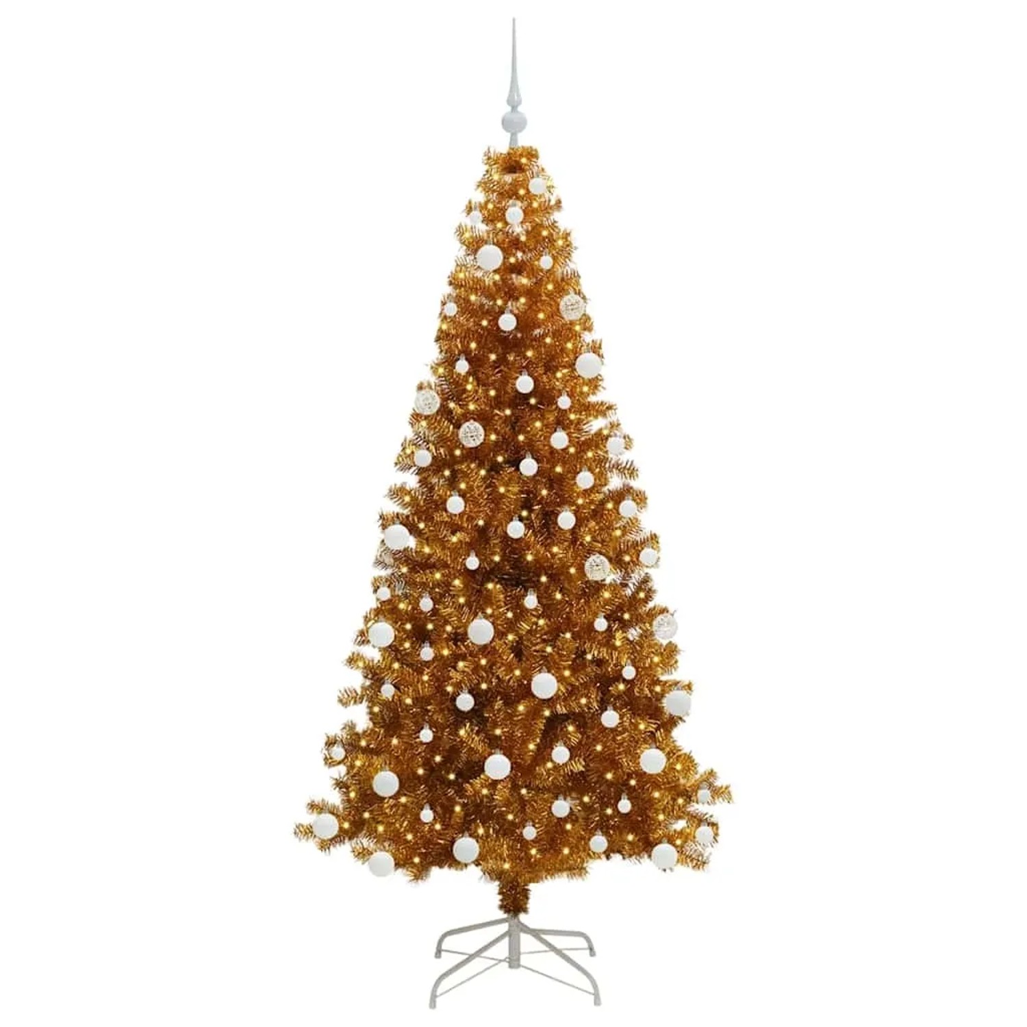 vidaXL Weihnachtsbaum mit 300 LEDs mit Ständer Gold 180 cm PET 3396628