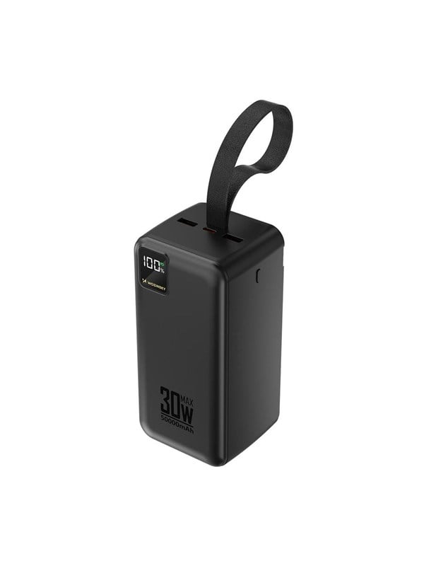 Wozinsky W8-B - 30W 2 x USB-A and 2 x USB-C and USB micro with flashlight - Black - 50000 mAh