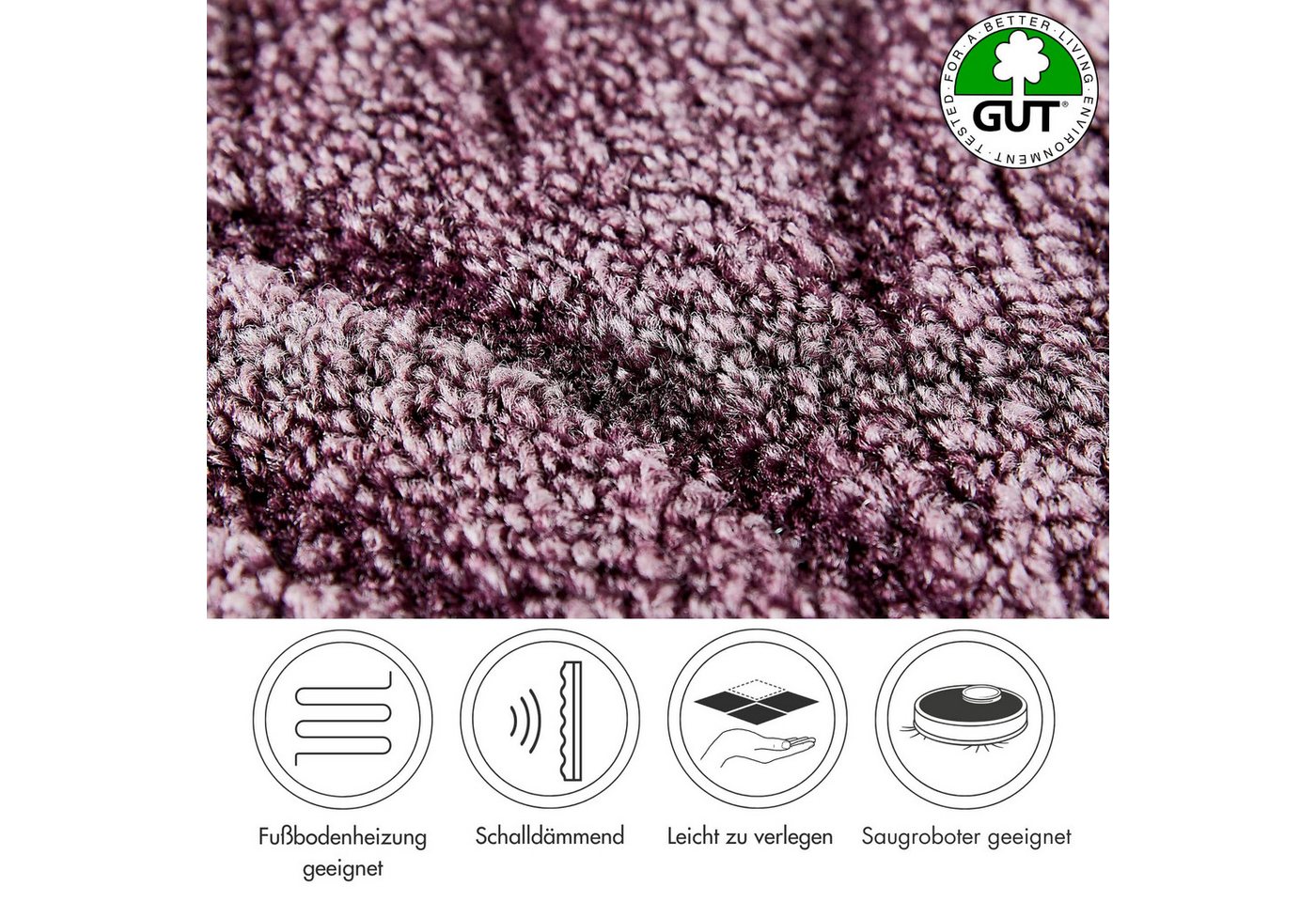 Andiamo Teppichboden Emmy, Strukturschlinge, Gesamthöhe ca. 9 mm, Luxusklasse LC1, rechteckig, gemustert, Breite 400 cm, Hoch-Tief Effekt, pflegeleicht, Wohnzimmer Bild 2
