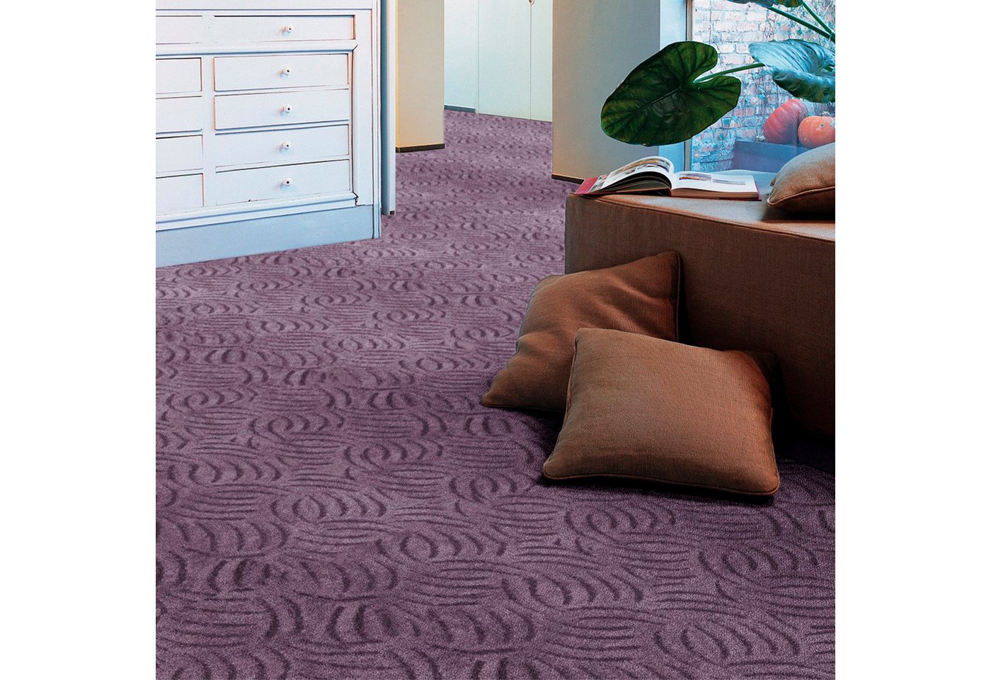 Andiamo Teppichboden Emmy, Strukturschlinge, Gesamthöhe ca. 9 mm, Luxusklasse LC1, rechteckig, gemustert, Breite 400 cm, Hoch-Tief Effekt, pflegeleicht, Wohnzimmer Bild 3