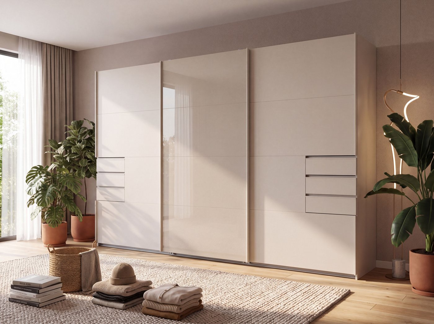 Wimex Schwebetürenschrank Saigon, Kleiderschrank mit Schiebetür mit Glaselementen, 3 Türen, 313cm breit Bild 3