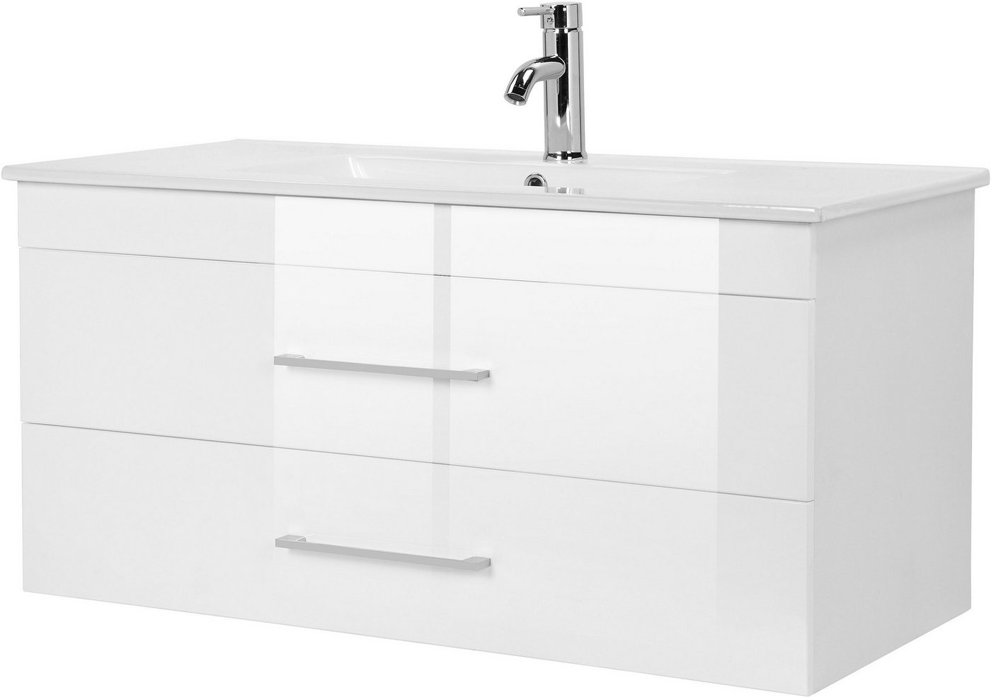 welltime Waschtisch WT Florenz (Set, Waschtisch inklusive Waschbecken), Waschplatz mit 2 Auszügen und Softclose Breite 100cm Bild 2