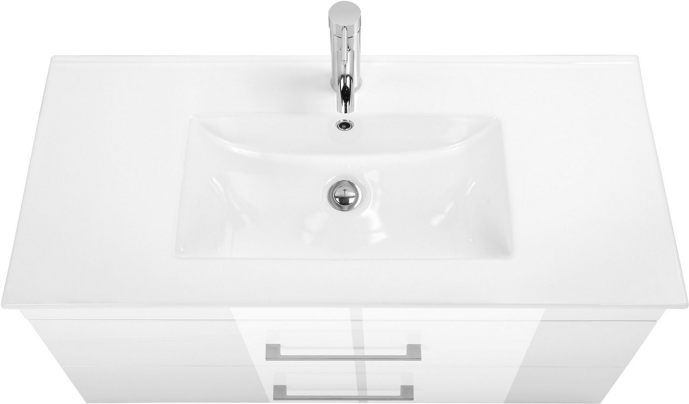 welltime Waschtisch WT Florenz (Set, Waschtisch inklusive Waschbecken), Waschplatz mit 2 Auszügen und Softclose Breite 100cm Bild 4
