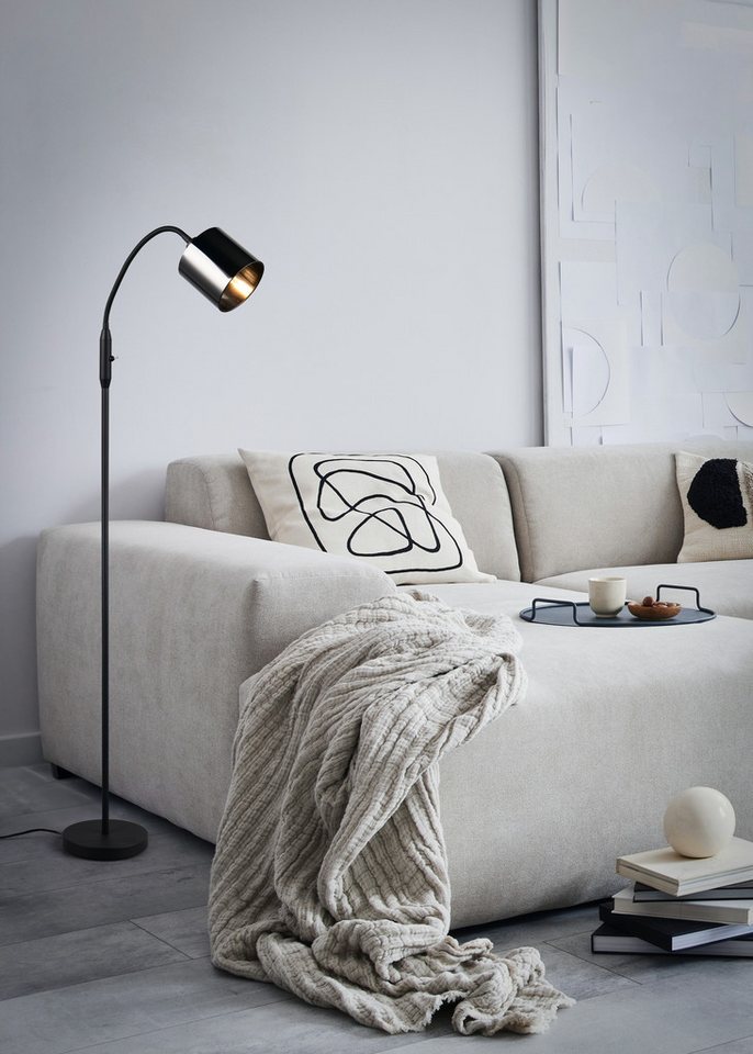 Reality Leuchten Stehlampe JASON, Stehleuchte 1-flammig exkl 1x E14 max 10W, Höhe 130cm, Ø 20cm, Ein-/Ausschalter, Leuchtmittel wechselbar, warmweiß - kaltweiß, mit Kippschalter, Leuchtenkopf flexibel ausrichten, Kabel 180cm Bild 3