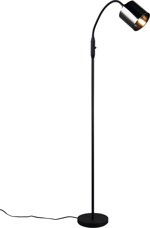 Reality Leuchten Stehlampe JASON, Stehleuchte 1-flammig exkl 1x E14 max 10W, Höhe 130cm, Ø 20cm, Ein-/Ausschalter, Leuchtmittel wechselbar, warmweiß - kaltweiß, mit Kippschalter, Leuchtenkopf flexibel ausrichten, Kabel 180cm Bild 5
