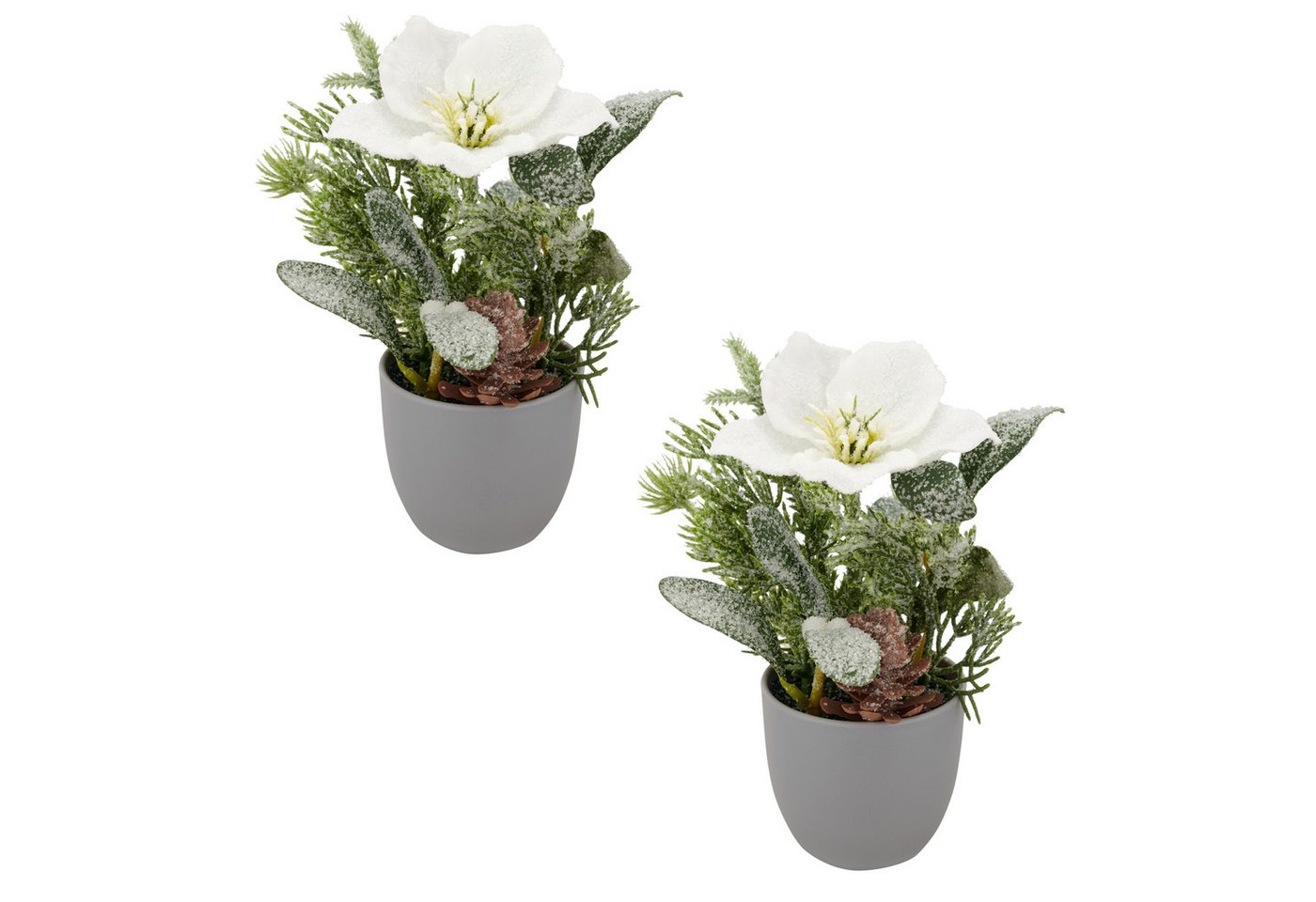 Winterliche Kunstpflanze Arrangement mit Christrose, Creativ green, Höhe 23 cm, mit üppiger Blütenpracht