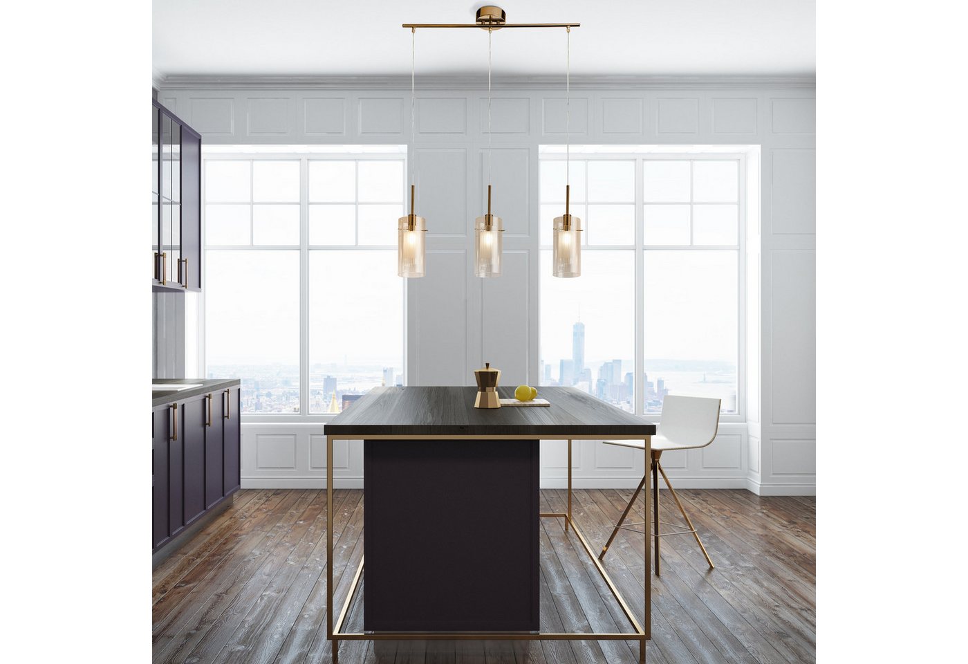Searchlight Pendelleuchte Duo III 3Lt Strahler - Bronze und Champagnerglas, ohne Leuchtmittel Bild 5