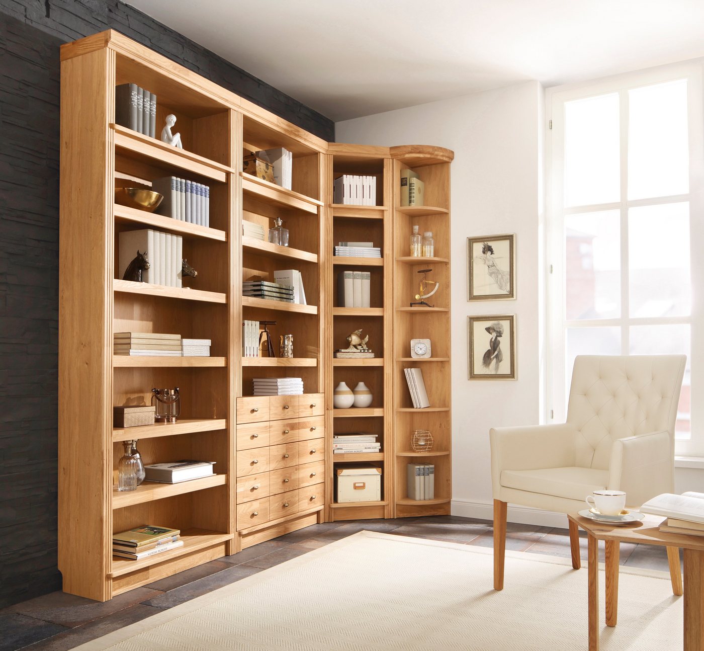 OTTO home Eckregal Soeren mit Eiche-Elementen, Regal Höhe 220 cm, FSC®-zertifiziert, passend für Regale Soeren mit einer Tiefe von 29 cm Bild 2