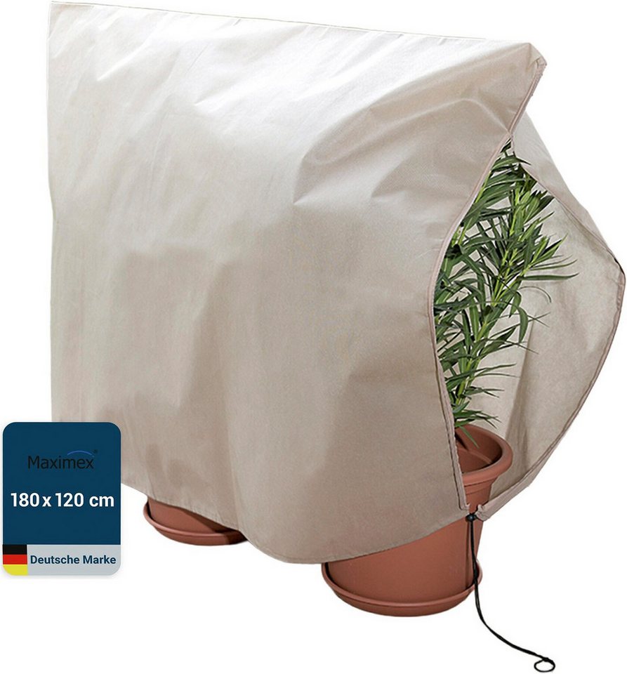 Maximex Winterschutzhaube Pflanzenschutz-Vlies, 180x120 cm, reißfestes Vlies, mit Reißverschluss und Zugband, BxH: 180x412 cm