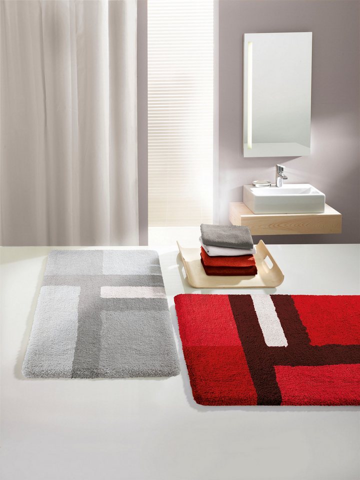 Kleine Wolke Badematte »Ariana«, Badvorleger, Badezimmer Teppich, Höhe 20 mm, rutschhemmend beschichtet, fußbodenheizungsgeeignet, Polyester, rechteckig, Geometrisches Design mit kontrastierendem Mittelstreifen Bild 2