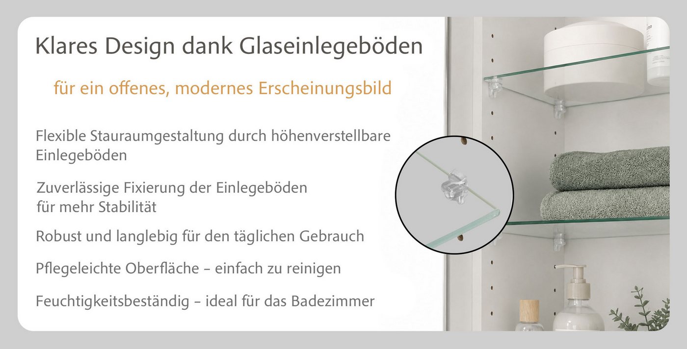 OTTO home Spiegelschrank BOZEN, 3D-Spiegelschrank 60 cm (Badezimmerschrank, Badschrank, Stauraum, Badmöbel, Schrank) Inklusive LED-Aufbauleuchte, Steckdose und Schalter Bild 5
