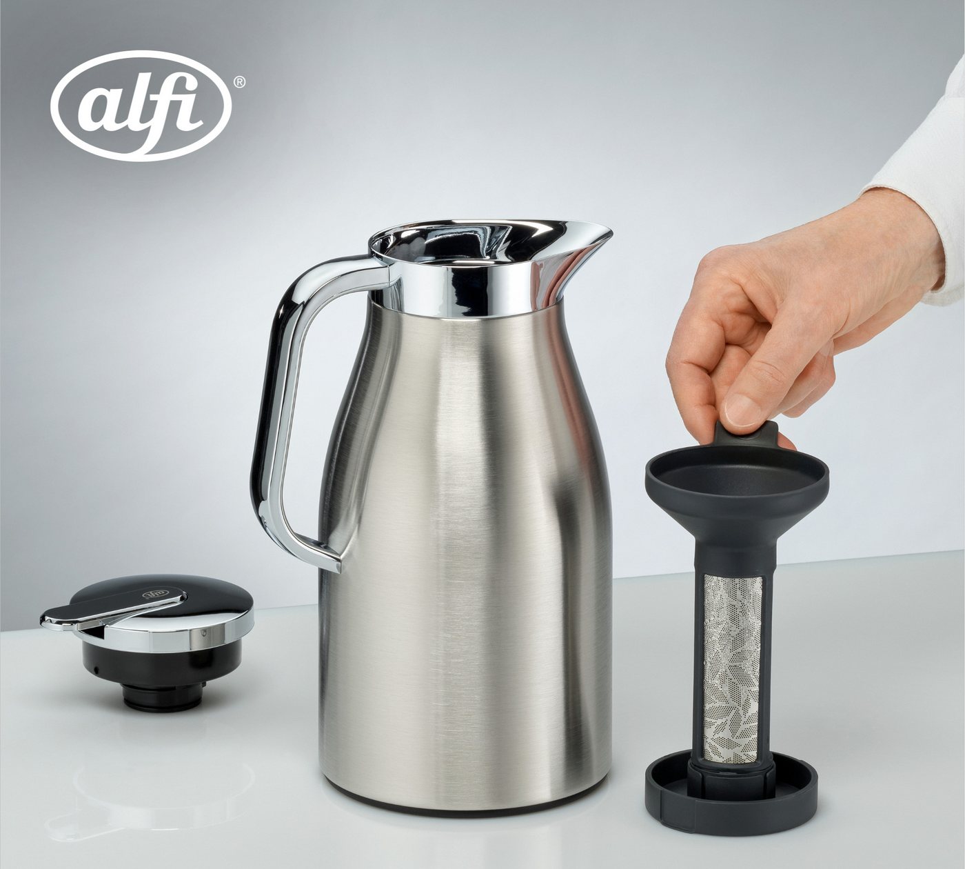 Alfi Teesieb AROMA TEA Teefilter graphite, Edelstahl, Kunststoff, (1-St), mit abnehmbarem Boden und Abtropfschale Bild 3