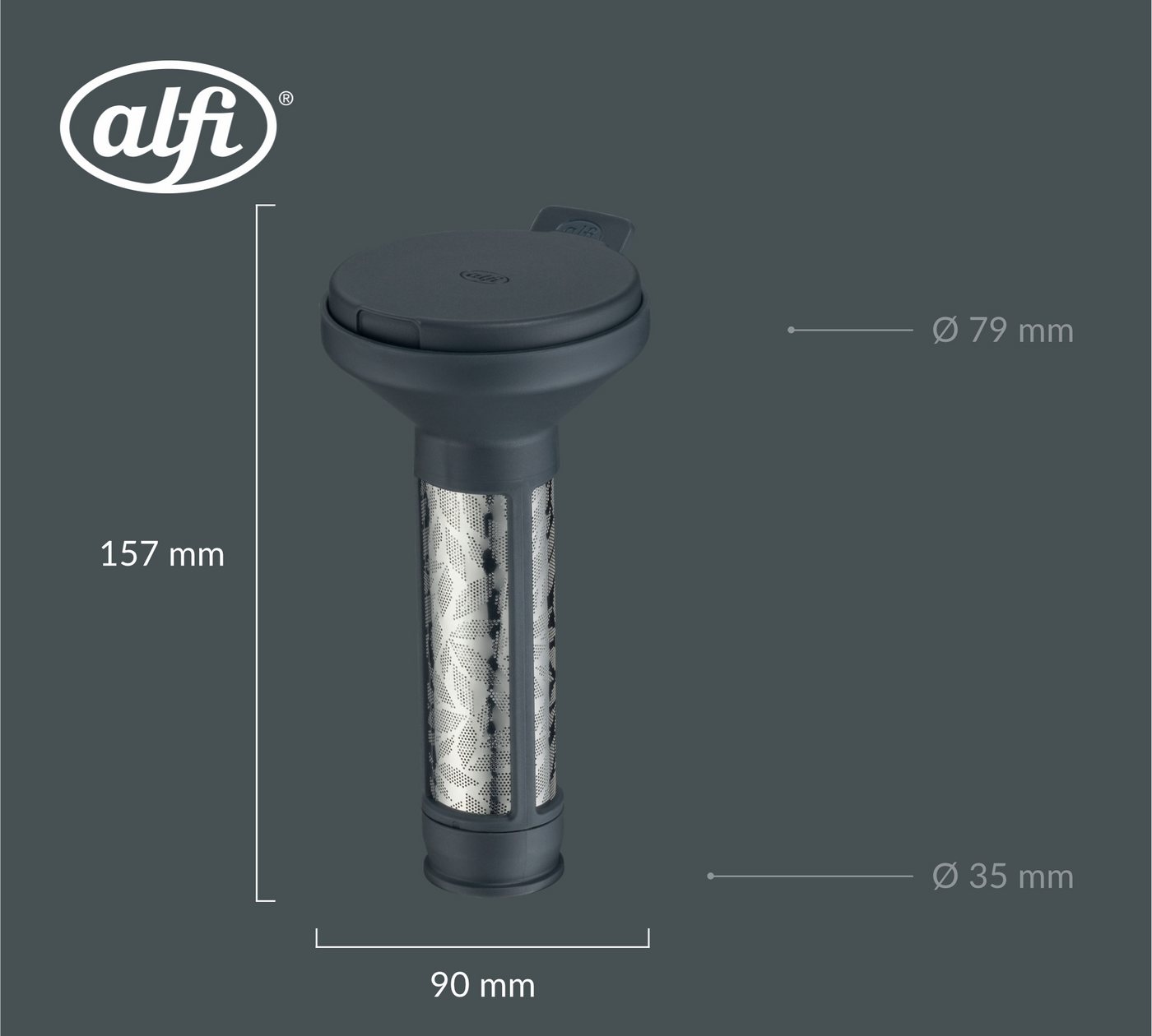 Alfi Teesieb AROMA TEA Teefilter graphite, Edelstahl, Kunststoff, (1-St), mit abnehmbarem Boden und Abtropfschale Bild 4