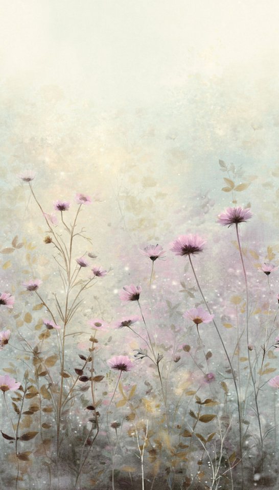 living walls Fototapete The Wall 4 Flowers – Filigrane Blumenwiese Vlies-Fototapete, leicht strukturiert, floral, matt, botanisch, (1 St), Filigrane Blumenwiese mit natürlicher Tiefenwirkung Bild 2