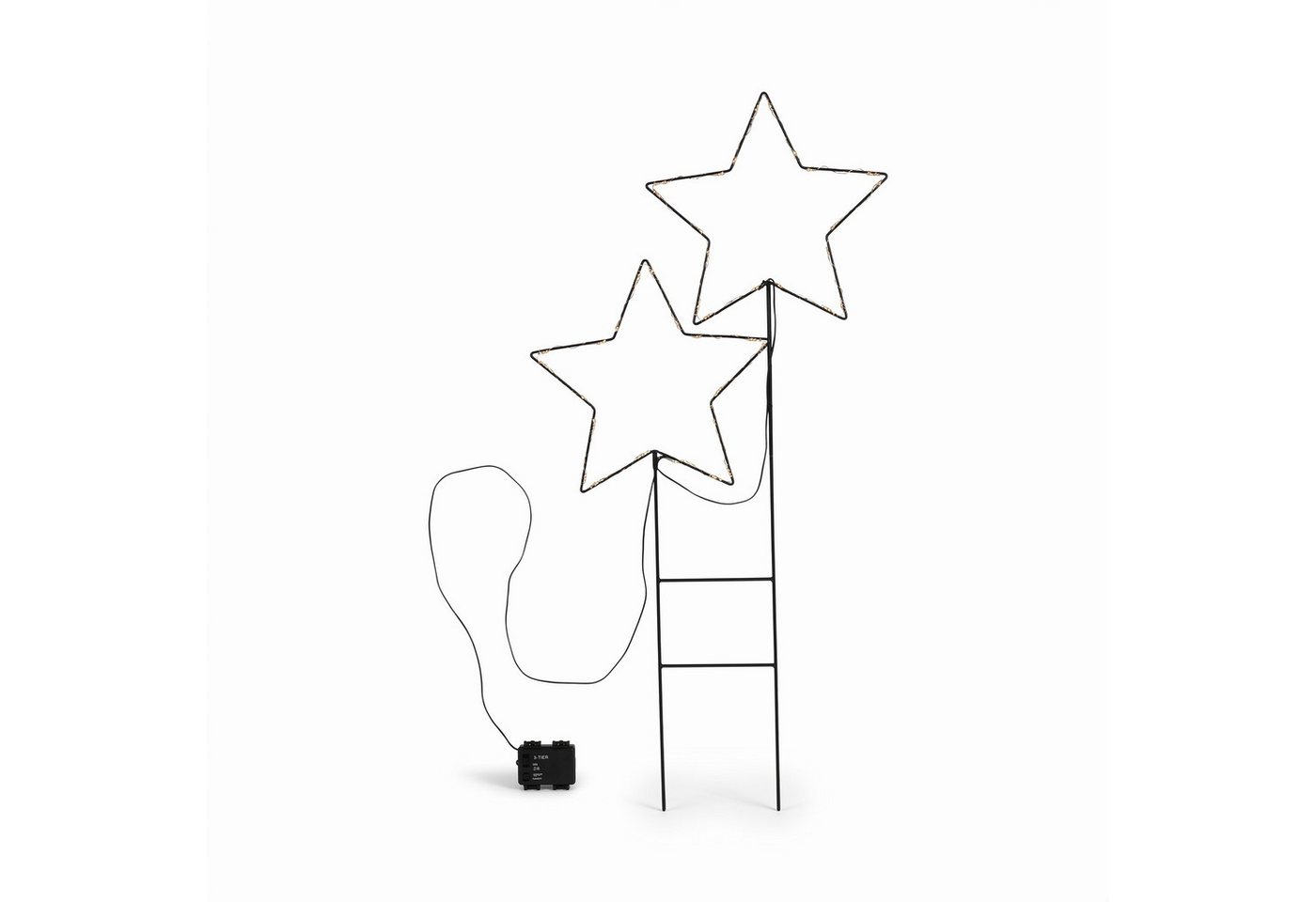 Meinposten LED-Lichterkette Gartenstecker Stern LED Weihnachtsbeleuchtung batterie Timer 50x98 cm, batteriebetrieben Bild 2