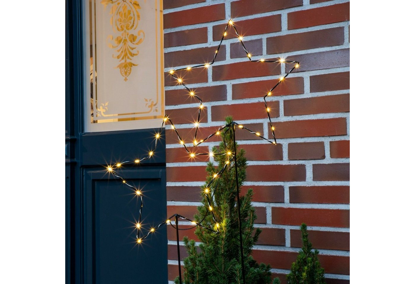 Meinposten LED-Lichterkette Gartenstecker Stern LED Weihnachtsbeleuchtung batterie Timer 50x98 cm, batteriebetrieben Bild 3