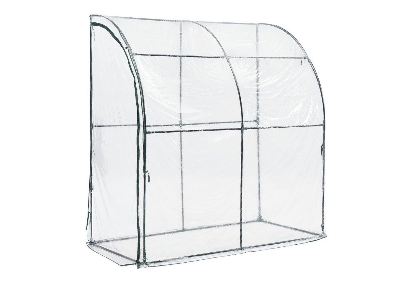 en.casa Anlehngewächshaus, Juta Gewächshaus Stahl 100 x 200 x 215 cm PVC Folie Transparent