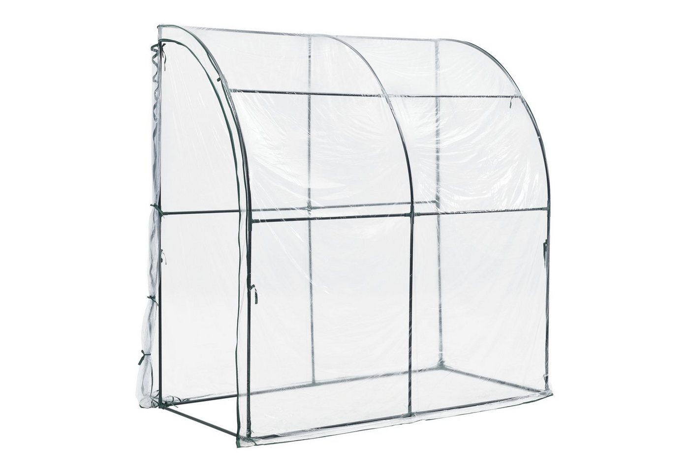 en.casa Anlehngewächshaus, Juta Gewächshaus Stahl 100 x 200 x 215 cm PVC Folie Transparent Bild 2