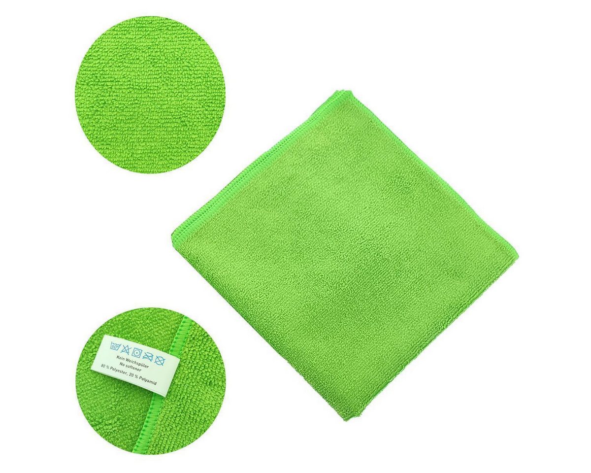 varivendo Reinigungsschwamm Mikrofasertücher grün 400x400mm, 10 Stück, Tuch mikro micro mikrofasertuch microfasertuch fenstertuch fensterrein Bild 5