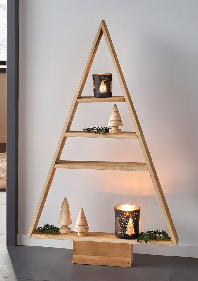 Dekoleidenschaft Standregal Dekotanne "Rustikal" aus recyceltem Holz, Pyramide mit 4 Ebenen, 78 cm, hoch, Regal für Wohnzimmer, Küche & Bad, Weihnachtsbaum Alternative Bild 3