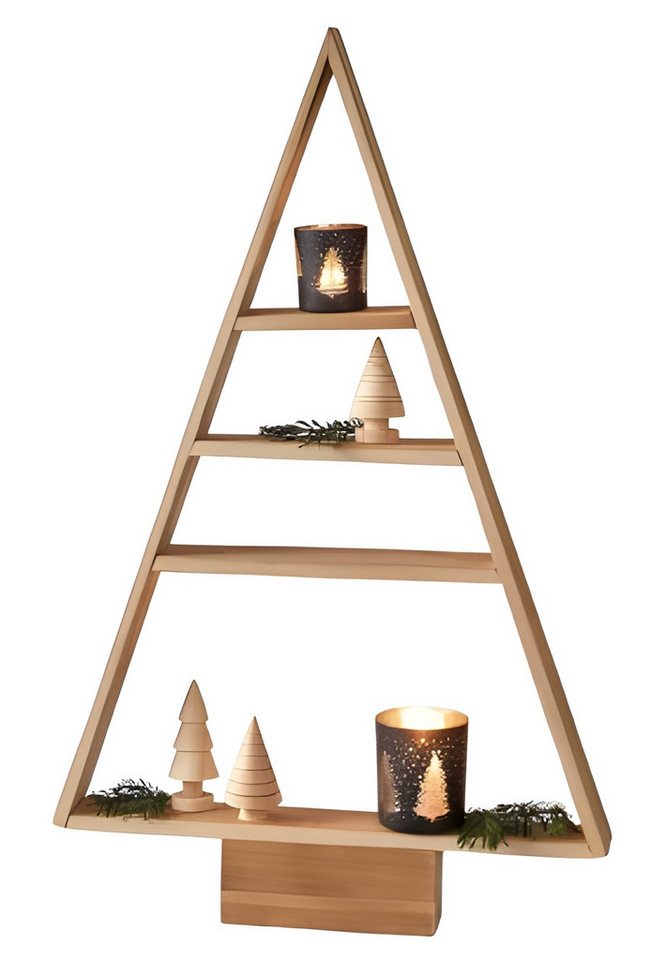 Dekoleidenschaft Standregal Dekotanne "Rustikal" aus recyceltem Holz, Pyramide mit 4 Ebenen, 78 cm, hoch, Regal für Wohnzimmer, Küche & Bad, Weihnachtsbaum Alternative Bild 5