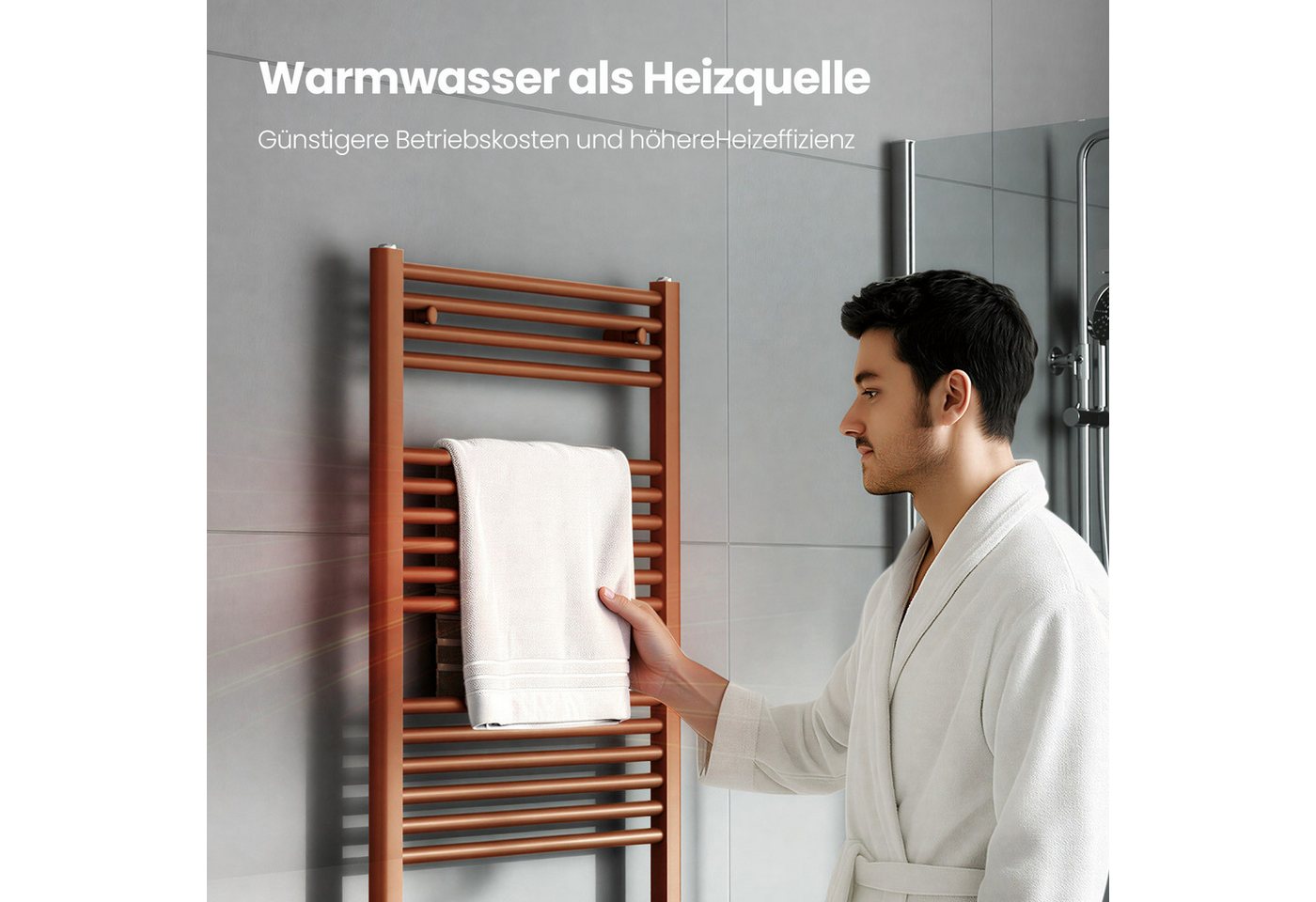 Heilmetz Badheizkörper 70 × 40 cm Handtuchwärmer für Badezimmer, Anthrazit, 238 W (T=50), G 1/2, Geeignet für 3 Bild 2
