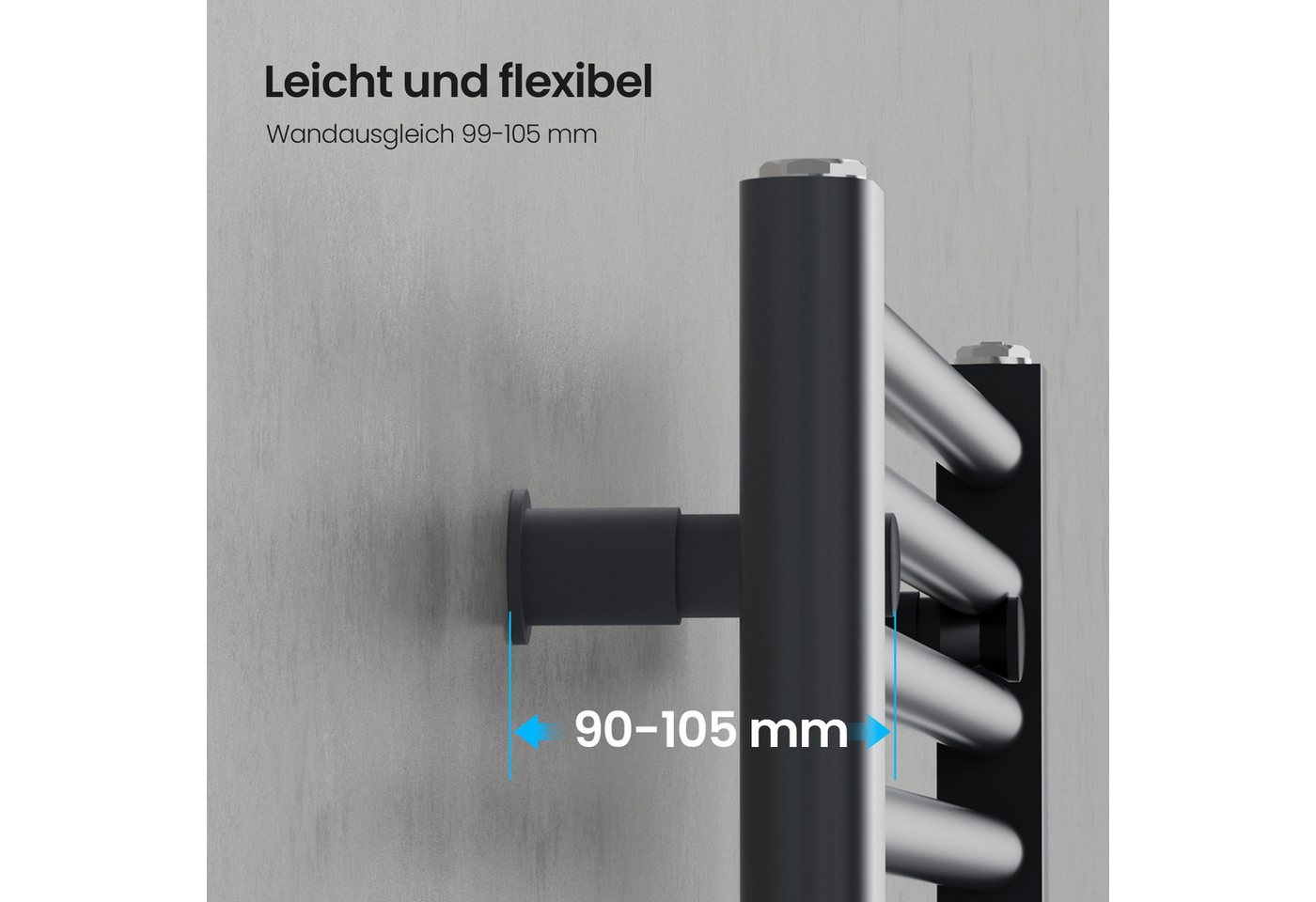 Heilmetz Badheizkörper 70 × 40 cm Handtuchwärmer für Badezimmer, Anthrazit, 238 W (T=50), G 1/2, Geeignet für 3 Bild 3