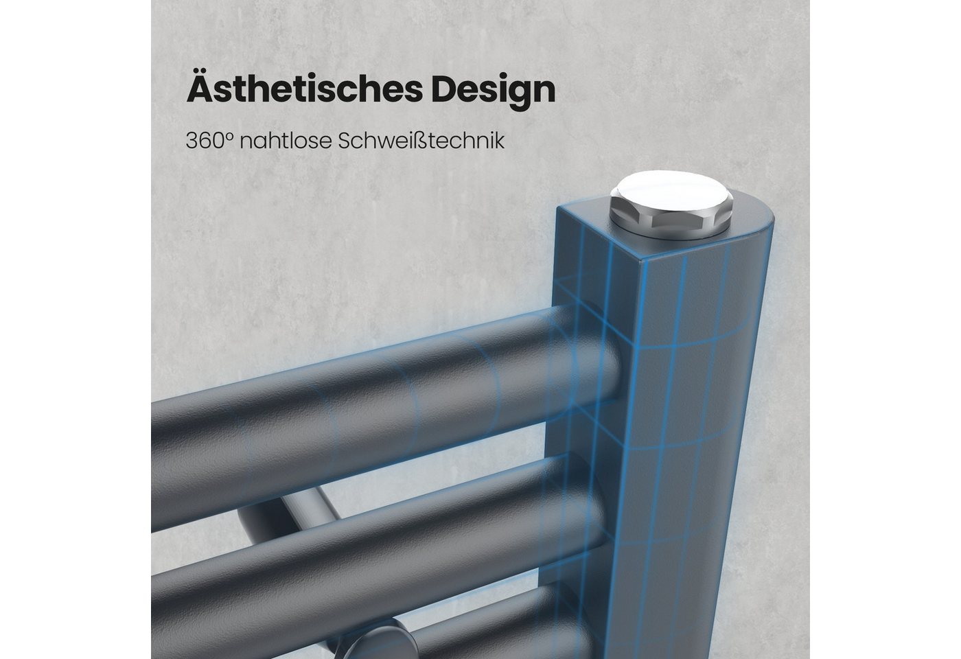 Heilmetz Badheizkörper 70 × 40 cm Handtuchwärmer für Badezimmer, Anthrazit, 238 W (T=50), G 1/2, Geeignet für 3 Bild 4