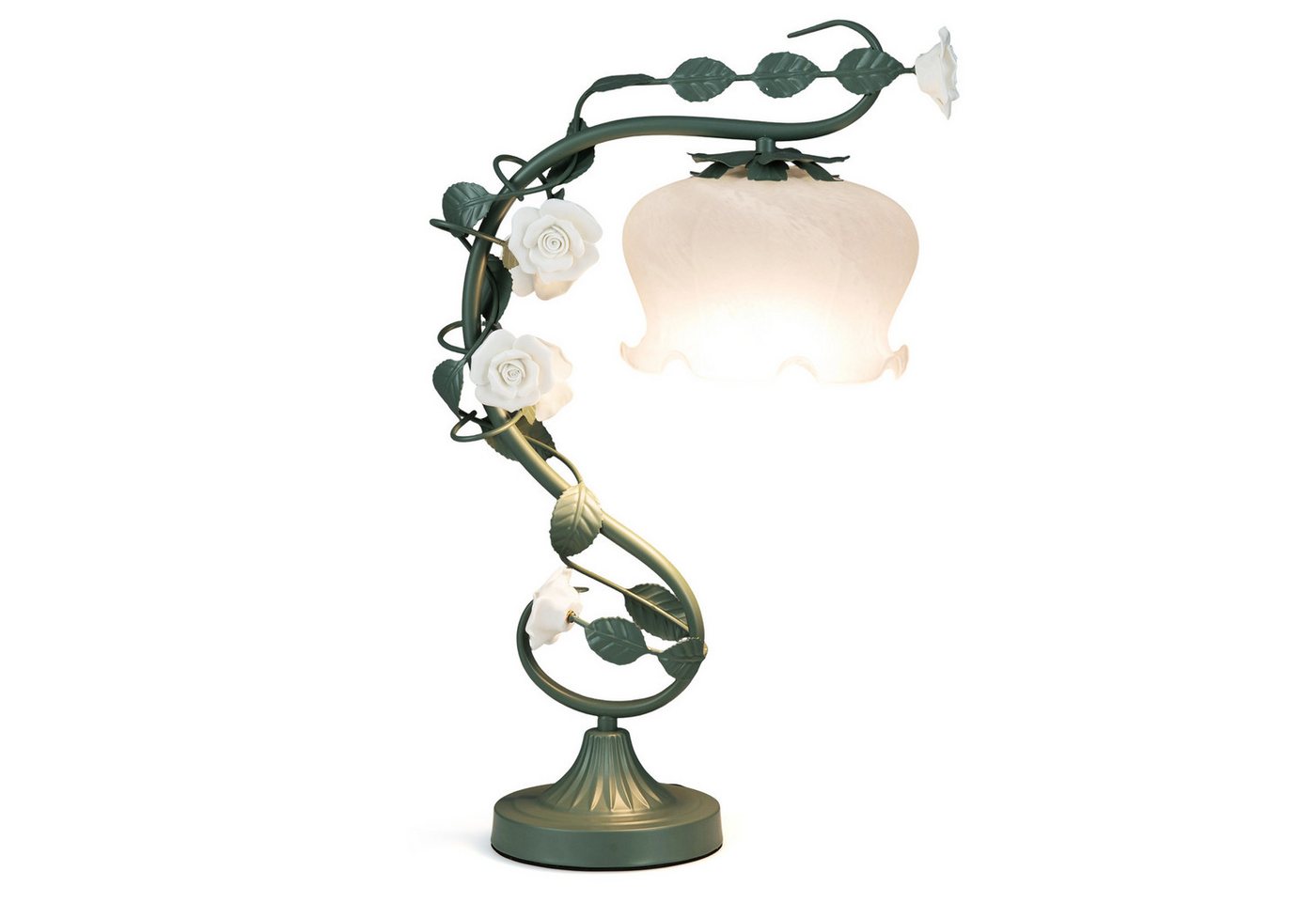 COSTWAY Nachttischlampe, 54,5cm mit Maiglöckchen Lampenschirm, 6 Keramikrosen Bild 5
