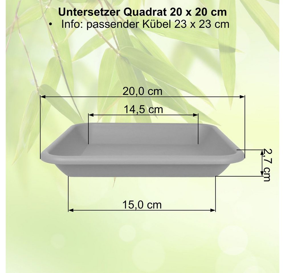 Heimwerkercenter Blumentopf MePla Untersetzer Quadrat 20x20 cm, Anthrazit, wetterfester Kunstoff Bild 2