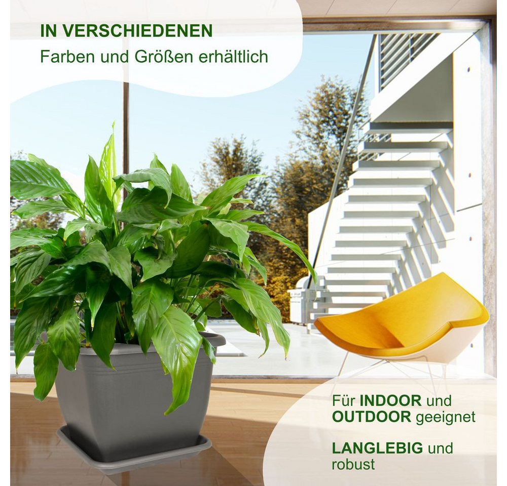 Heimwerkercenter Blumentopf MePla Untersetzer Quadrat 20x20 cm, Anthrazit, wetterfester Kunstoff Bild 5