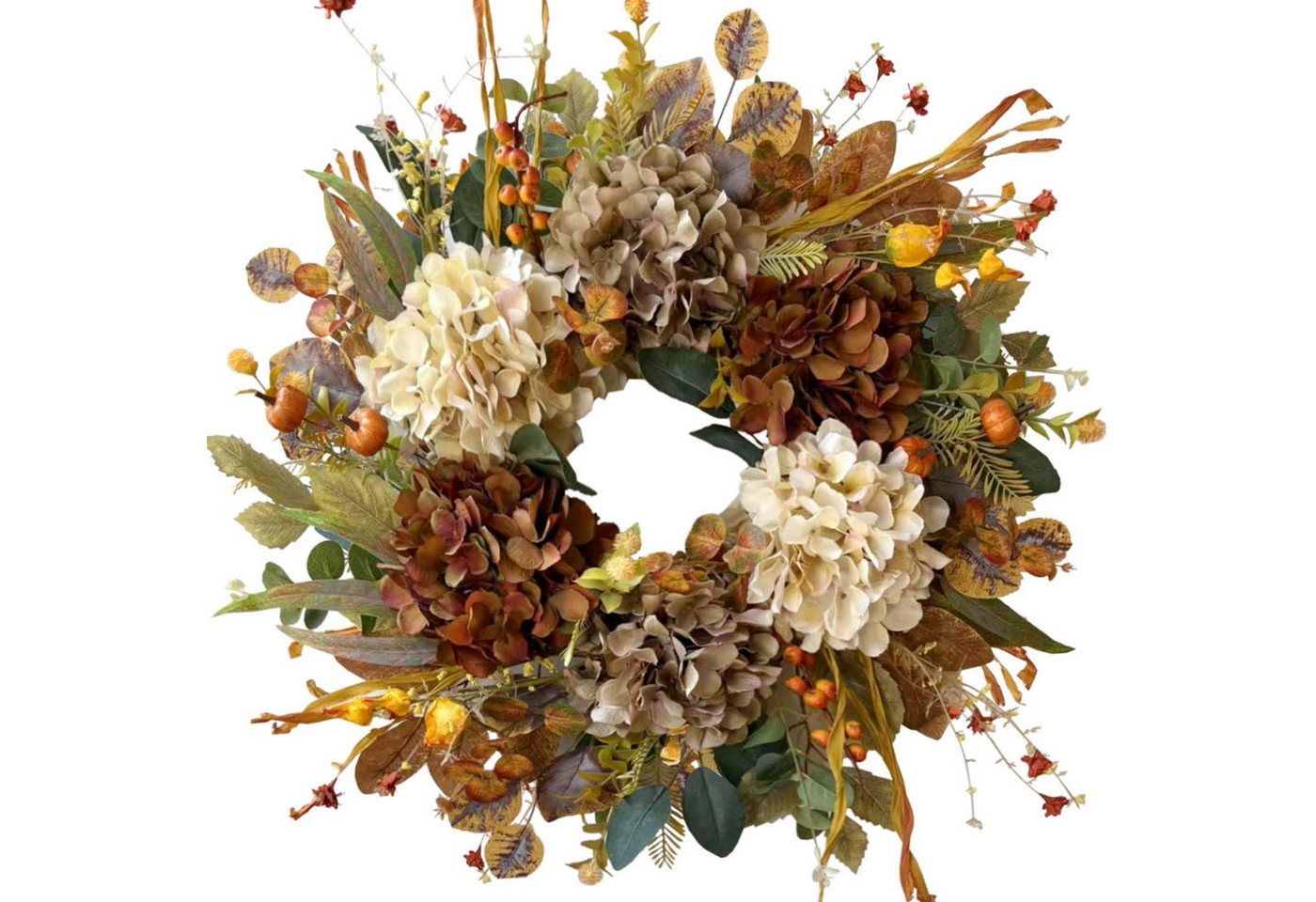 Bomiclss Dekokranz Herbstkranz für die Haustür,Herbstkranz im rustikalen Stil (55 cm), Basis aus Zweigen, Thanksgiving-Deko im Landhausstil, herbstliche