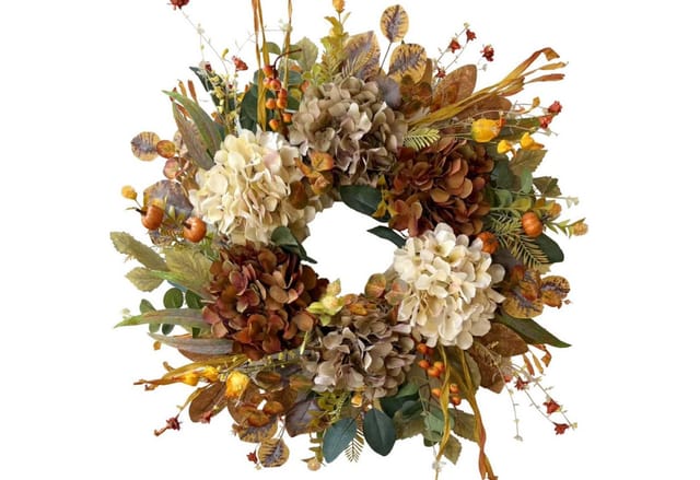Bomiclss Dekokranz Herbstkranz für die Haustür,Herbstkranz im rustikalen Stil (55 cm), Basis aus Zweigen, Thanksgiving-Deko im Landhausstil, herbstliche