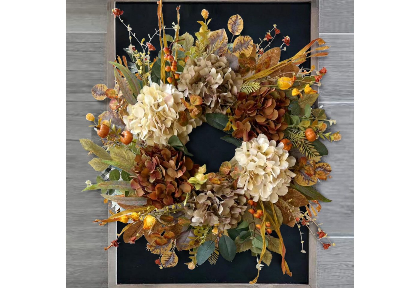Bomiclss Dekokranz Herbstkranz für die Haustür,Herbstkranz im rustikalen Stil (55 cm), Basis aus Zweigen, Thanksgiving-Deko im Landhausstil, herbstliche Bild 3