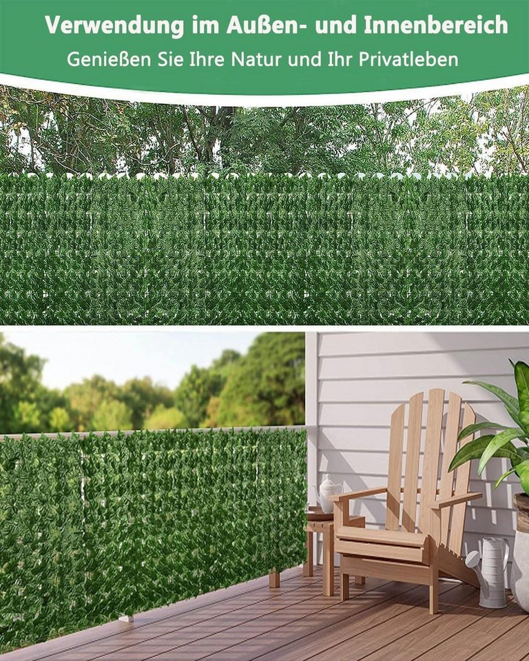 LEMLIT Balkonsichtschutz Künstliche Efeu Balkon Sichtschutz Windschutz Gartenumrandung 0.5X3M (1 Stück, 1-St., 50 x300 cm) Künstliche Hecken Zäune für Zäune Hinterhof Patio Wand Bild 3