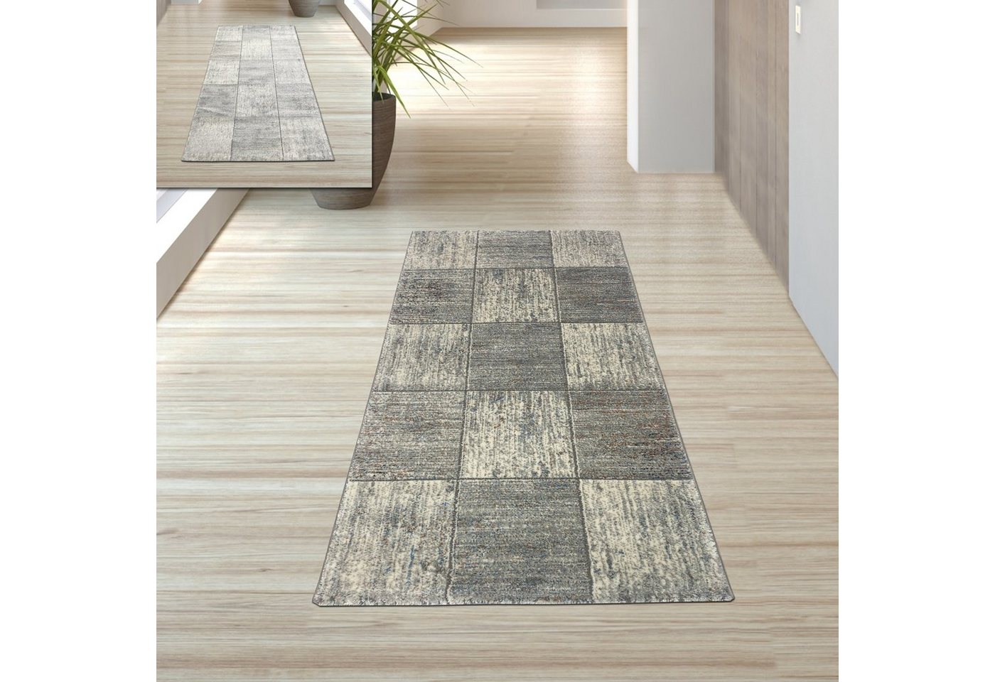 TeppichHome24 Teppich Wohnzimmer Teppich in grau, rechteckig